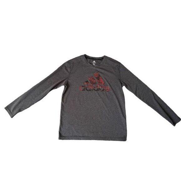 Adidas Climalite Long Sleeve Logo Grey Running Shirt XL - Picture 1 of 6